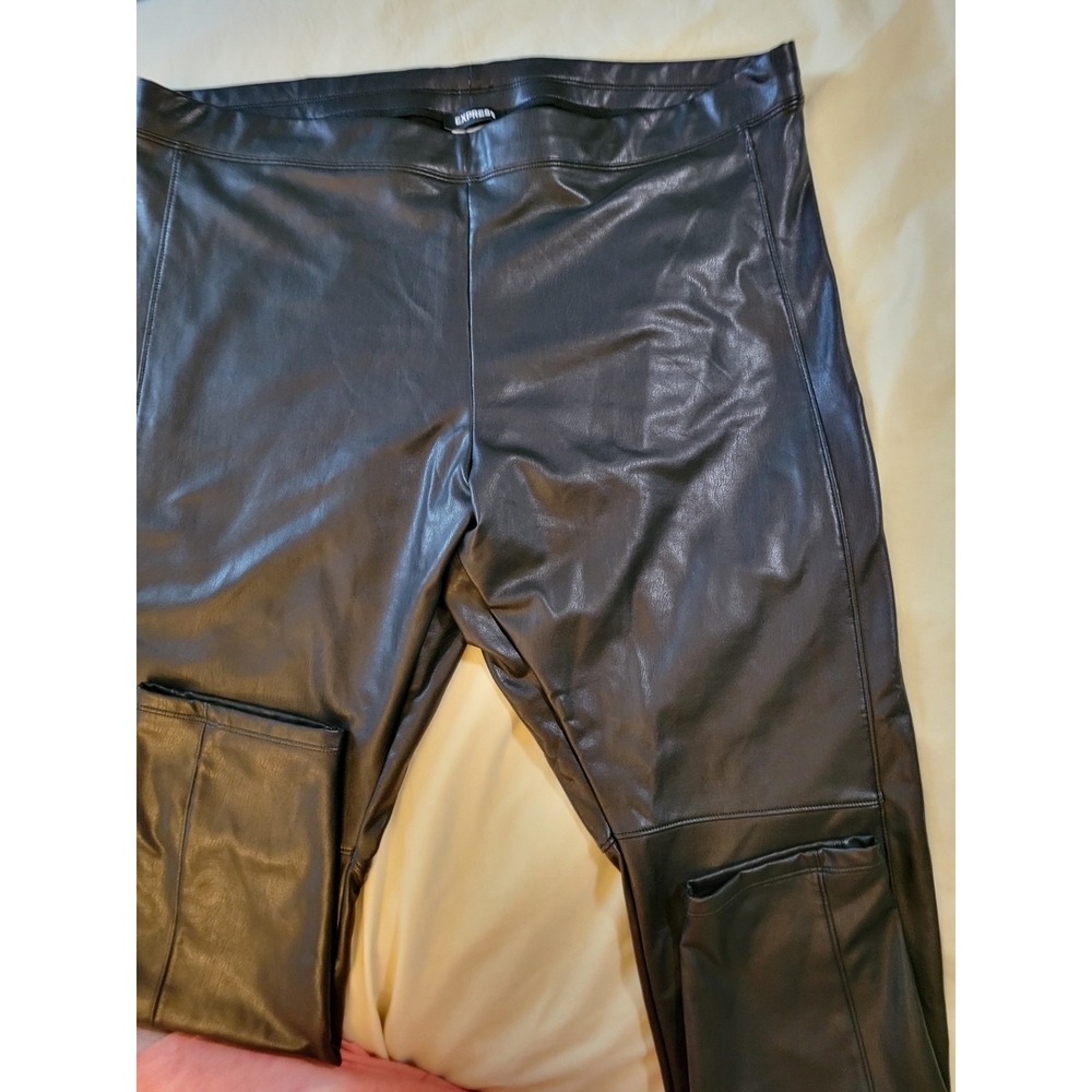 Express womens XL faux  black leather pants y2k streetwear